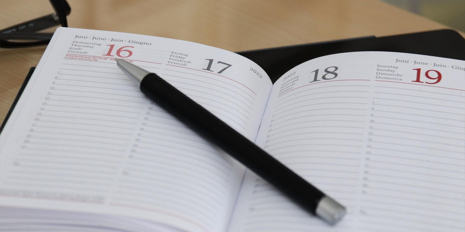 Nahaufnahme eines Terminplaners